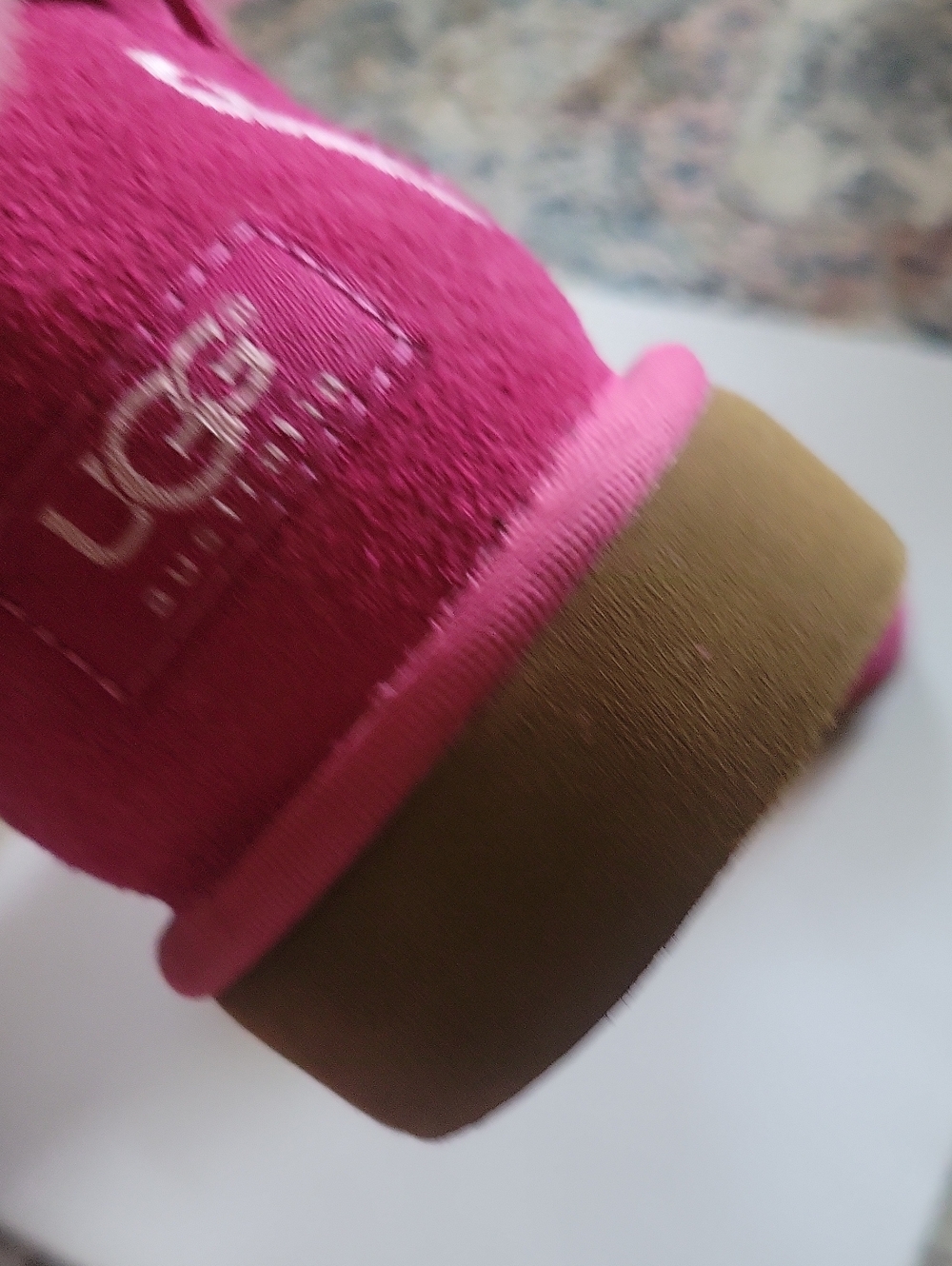 UGG Pink Suede Boot with Ribbon Detail - Picture 8 of 11